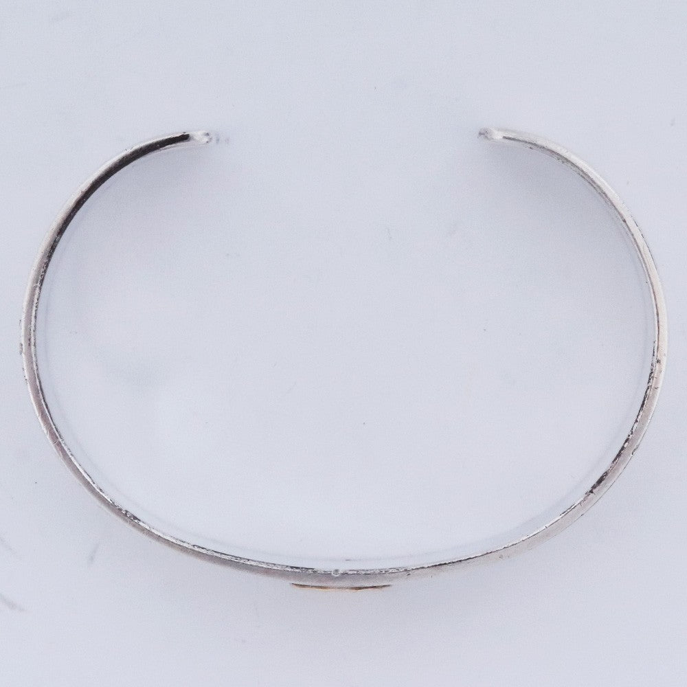 GORO'S Silver Flat Bangle Bracelet Gold Metal Size M