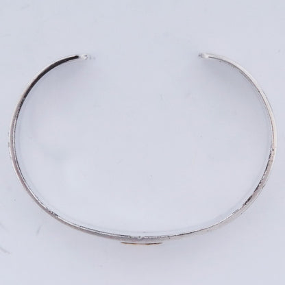 GORO'S Silver Flat Bangle Bracelet Gold Metal Size M