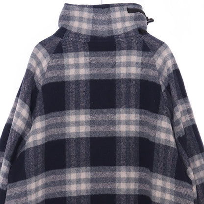 A NOVEL DAY Check Duffle Long Coat Navy Size 2