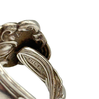 Euro antique 1900s Sterling Silver Spoon Ring Size JP 25
