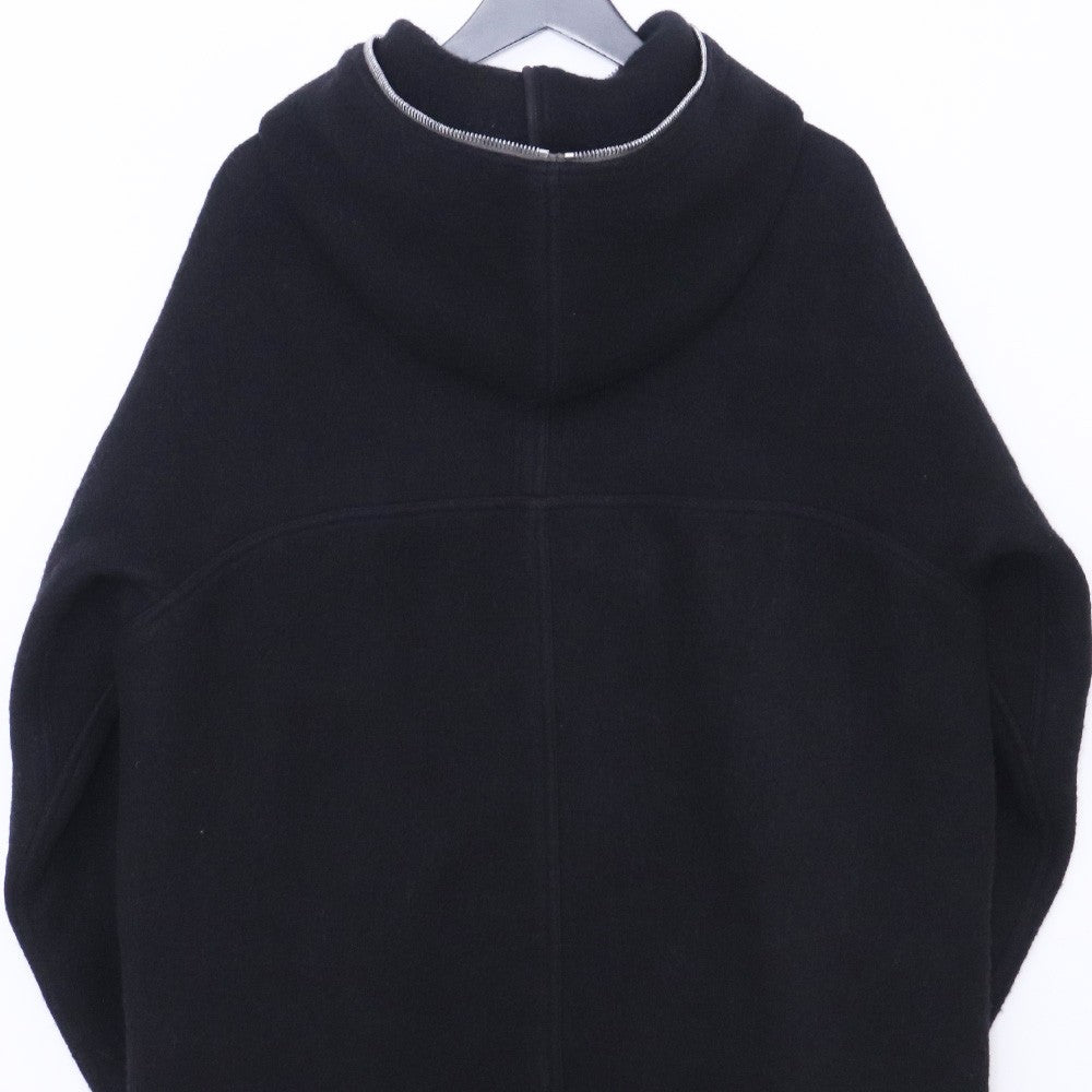 RICK OWENS Alpaca Wool Hooded Trench Coat Black Size 46