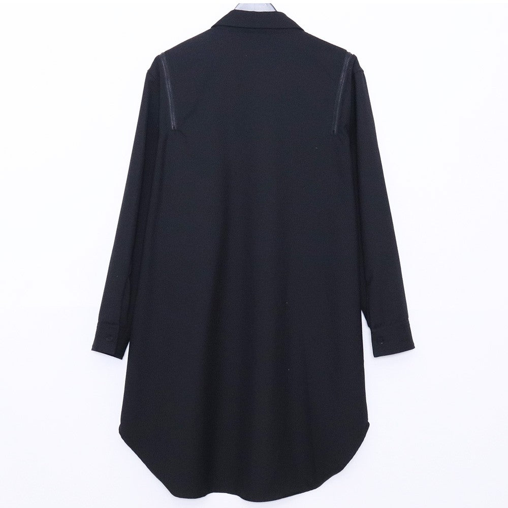 GROUND Y Wool Gabardine Zipper Shoulder Shirt Black Size 3