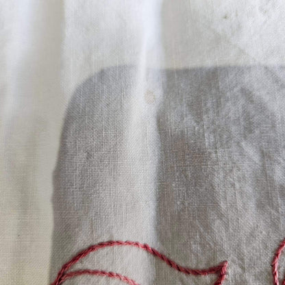 VINTAGE 'Bonne Nuit' Angel Lace Embroidered Tablecloth Beige