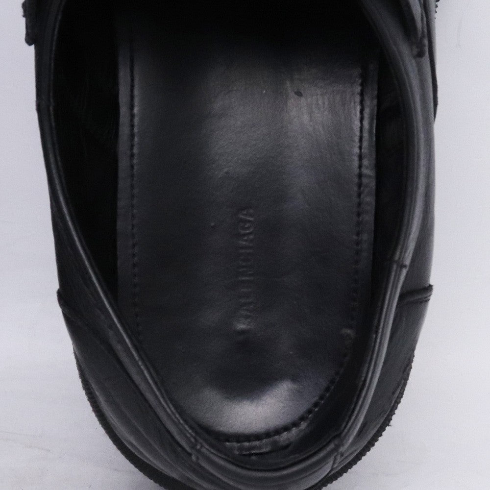 BALENCIAGA TRACTOR LOAFER Damaged Leather Loafers Black