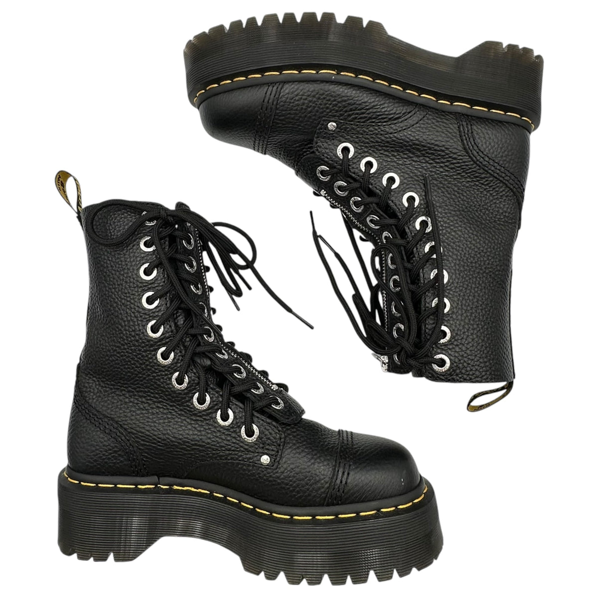 DR.MARTENS Center-Zip 10-Eyelet Lace-Up Boots Black Size UK5