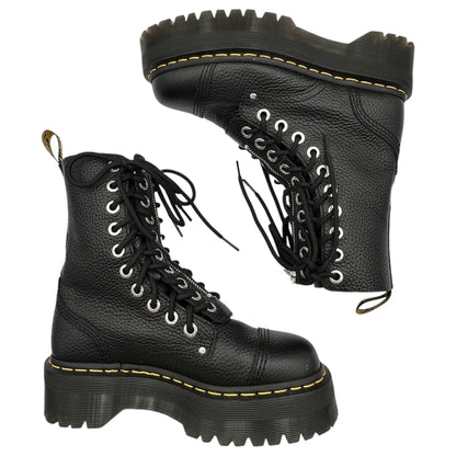 DR.MARTENS Center-Zip 10-Eyelet Lace-Up Boots Black Size UK5