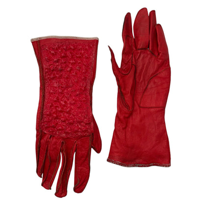 20471120 97SS "IBO" Rubber Coated Leather Gloves Red