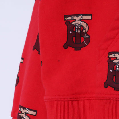 Burberry Red TB Monogram Hoodie Size L