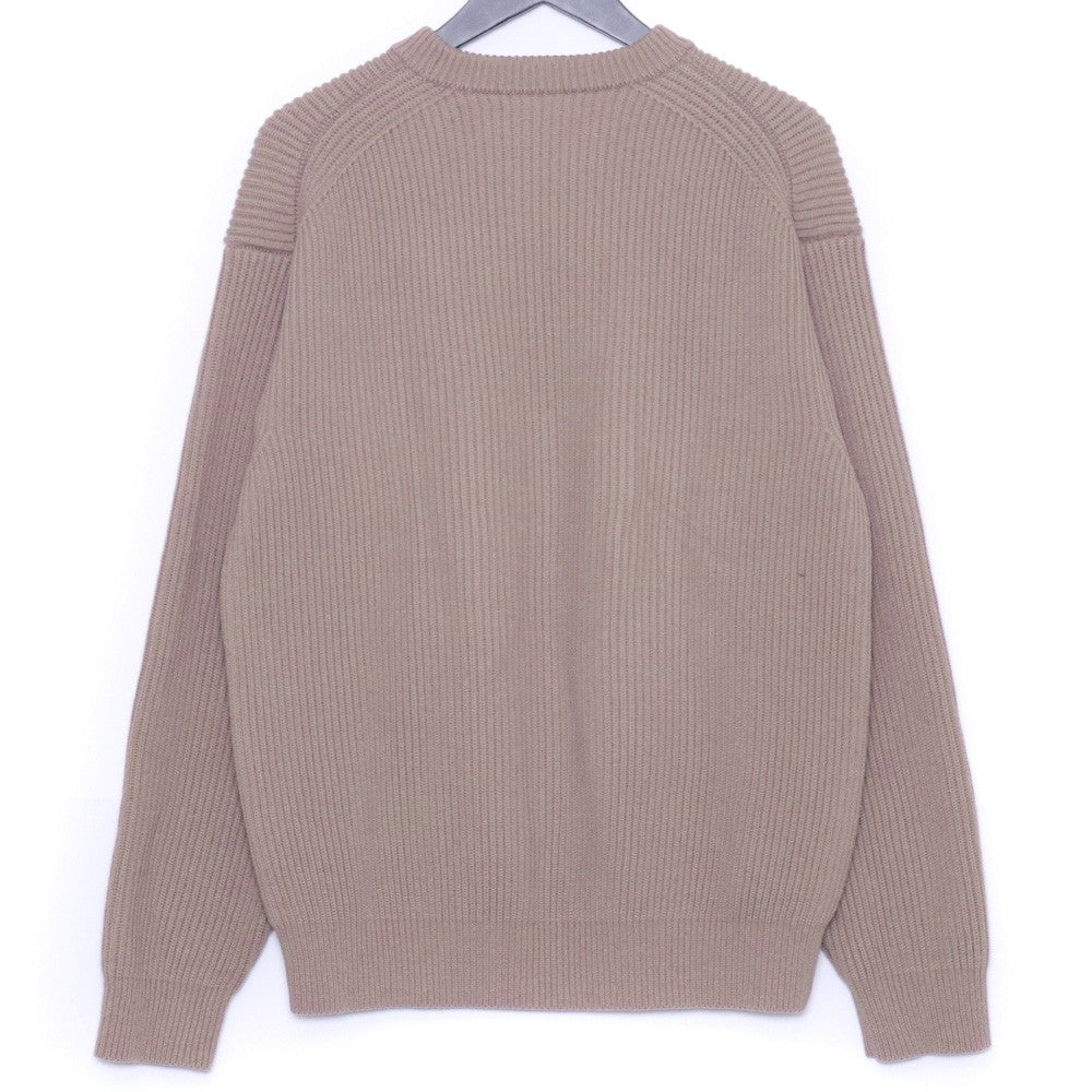 AURALEE 20AW Super Fine Wool Rib Knit Light Brown Size 4