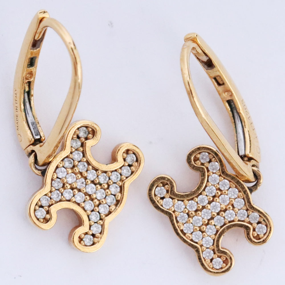 CELINE Triomphe Rhinestone Earrings Gold Size F