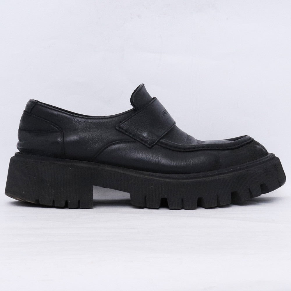 BALENCIAGA TRACTOR LOAFER Damaged Leather Loafers Black