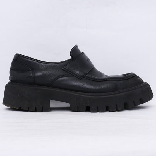 BALENCIAGA TRACTOR LOAFER Damaged Leather Loafers Black