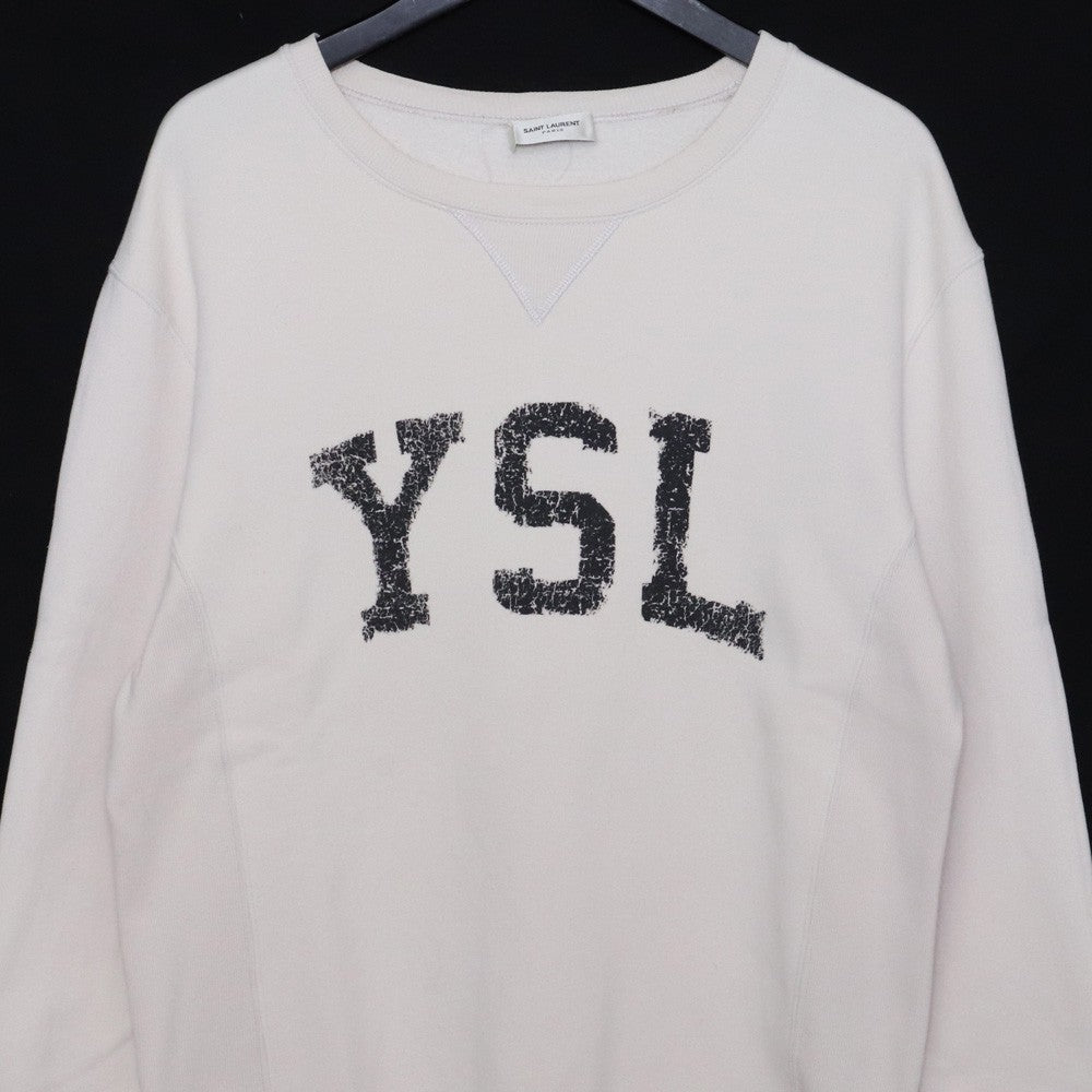 Saint Laurent Paris 21AW Logo Print Sweatshirt Beige Size S