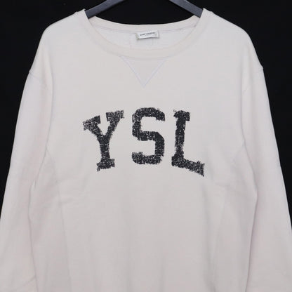 Saint Laurent Paris 21AW Logo Print Sweatshirt Beige Size S