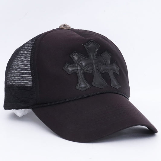 CHROME HEARTS Cemetery Cross Patch Trucker Cap Black Size F