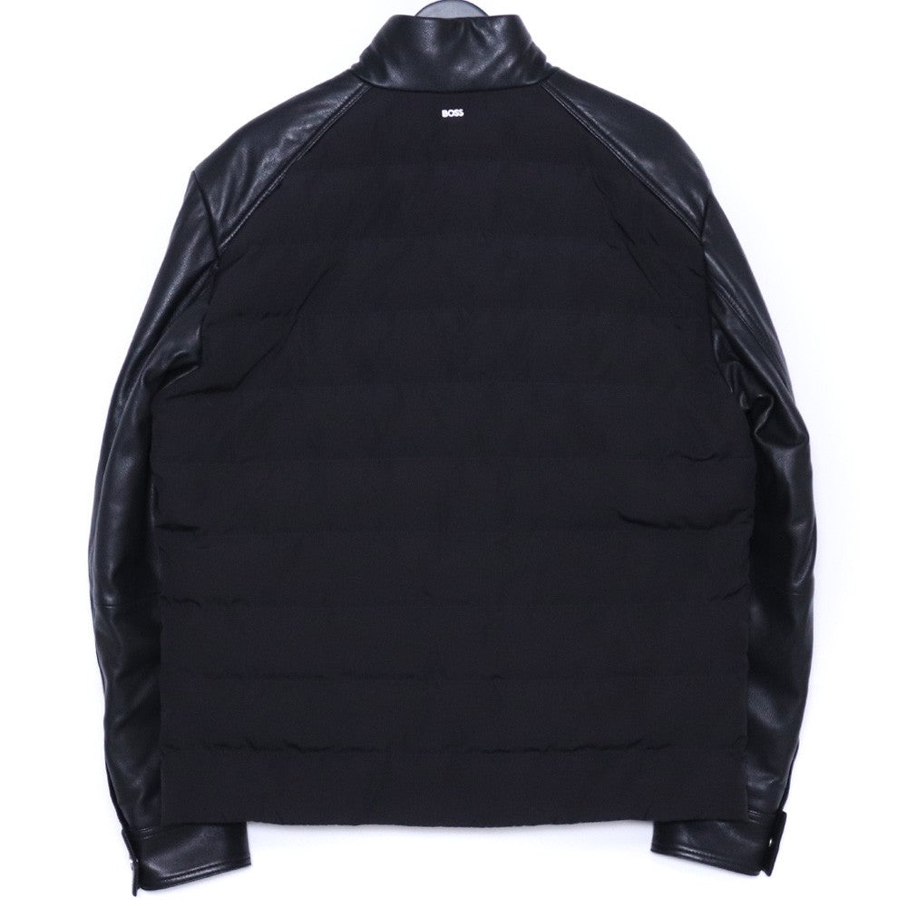 HUGO BOSS Hybrid Quilted Leather Down Jacket Black Size 48