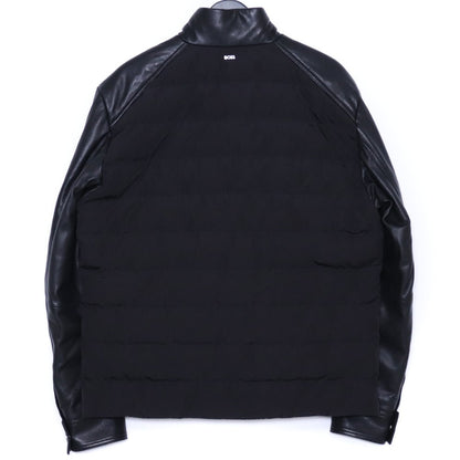 HUGO BOSS Hybrid Quilted Leather Down Jacket Black Size 48