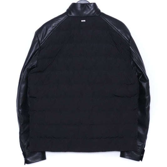 HUGO BOSS Hybrid Quilted Leather Down Jacket Black Size 48