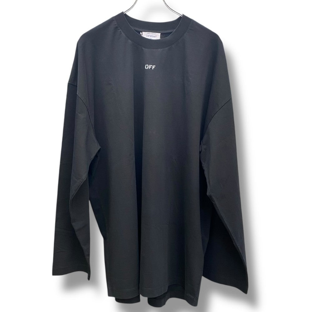OFF-WHITE OFF STAMP Wide Logo Print Long Sleeve T-Shirt Black Size L