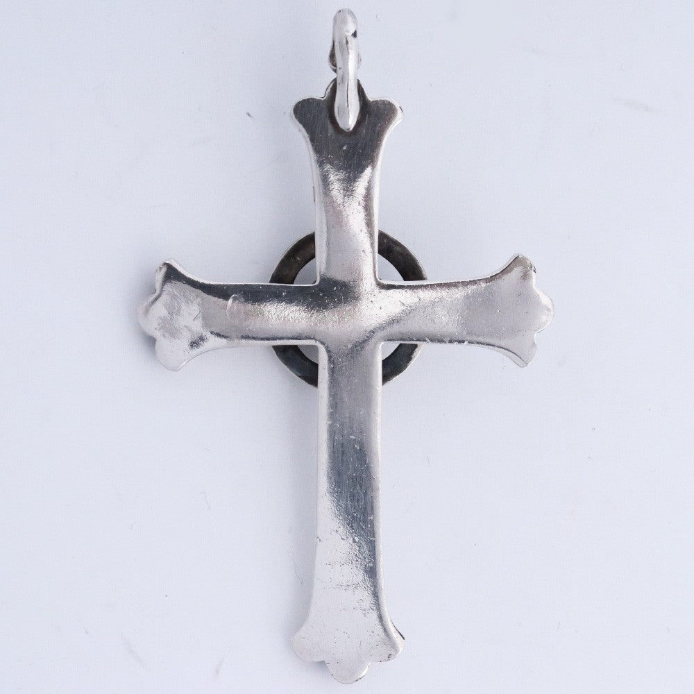 TARO WASHIMI Silver Turquoise Wheel Cross Pendant Size F