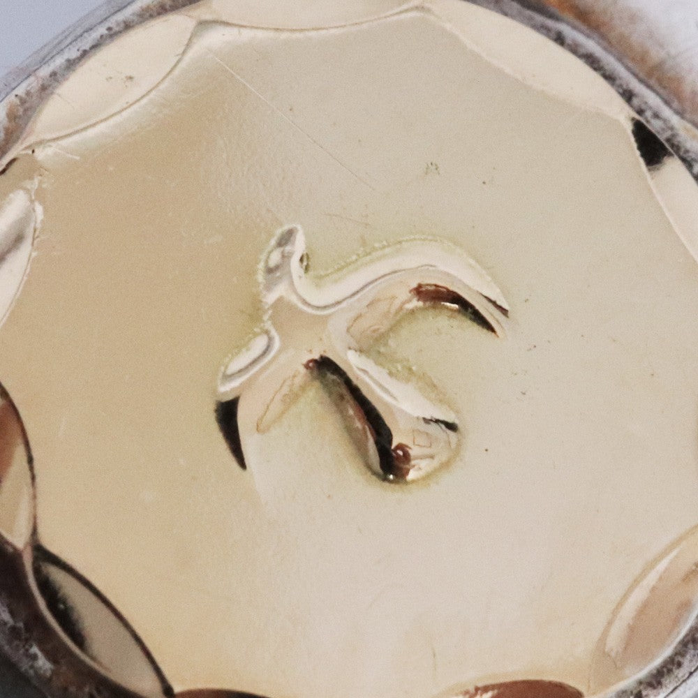 GORO'S Silver Flat Bangle Bracelet Gold Metal Size M