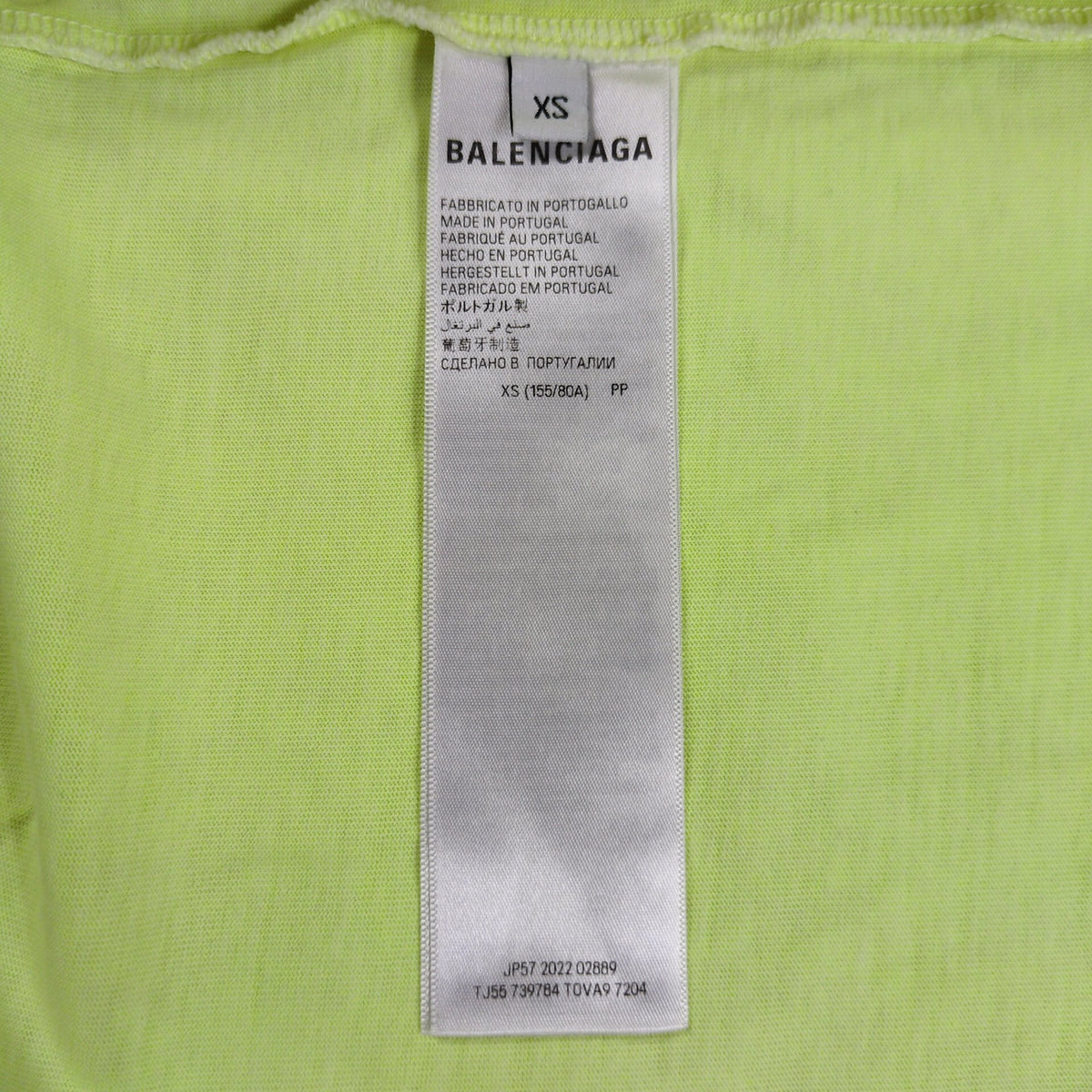 BALENCIAGA Tape Logo Crushed T-Shirt Yellow Size XS