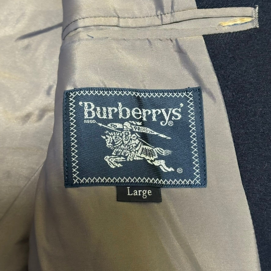 Burberrys 90s Navy Wool Melton Tailored Jacket