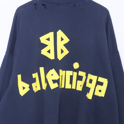 BALENCIAGA 23AW Tape Type Long Sleeve T-Shirt Navy Size L