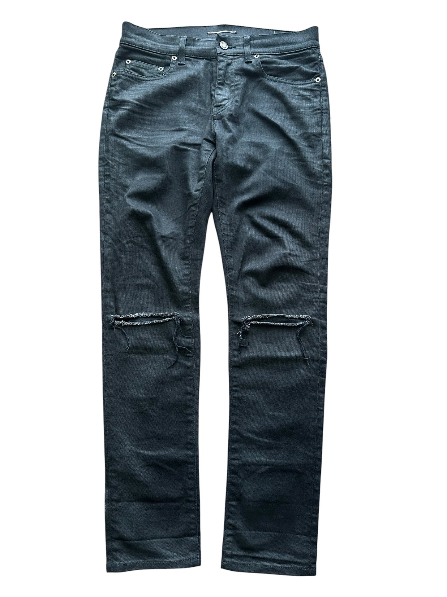 Vintage Saint Laurent Style Black Knee Crush Skinny Jeans