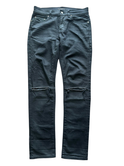 Vintage Saint Laurent Style Black Knee Crush Skinny Jeans