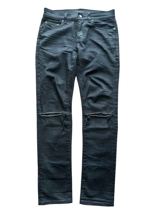 Vintage Saint Laurent Style Black Knee Crush Skinny Jeans