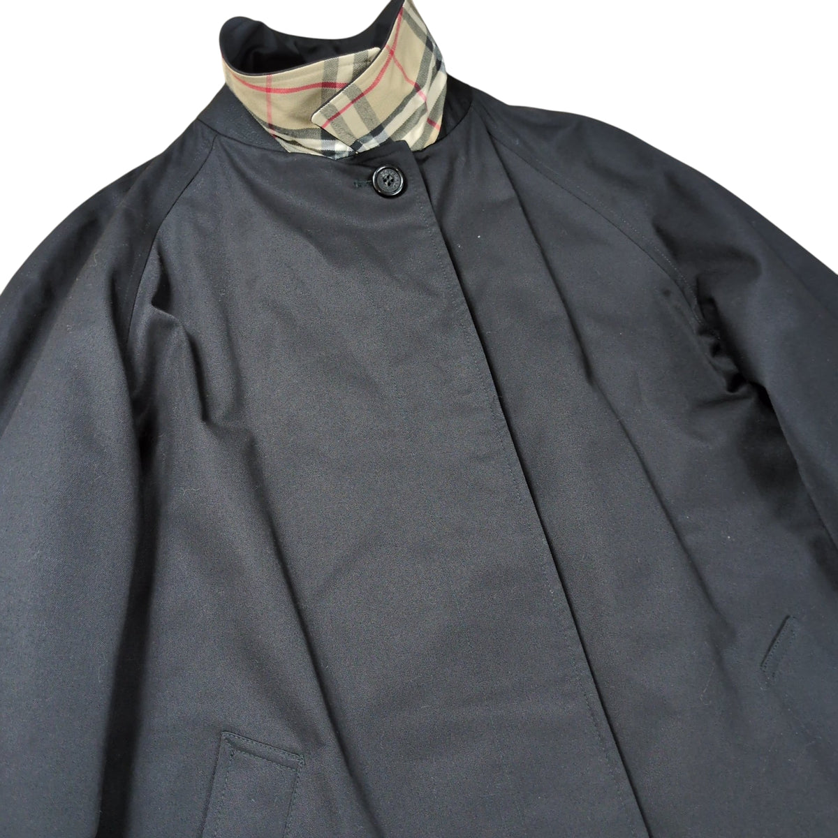 BURBERRY LONDON Black Burberry Check Balmacaan Coat