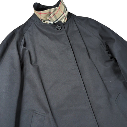 BURBERRY LONDON Black Burberry Check Balmacaan Coat