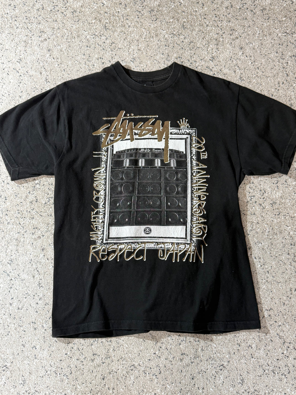 MIGHTY CROWN STUSSY 20th Anniv. T-Shirt Black Size M