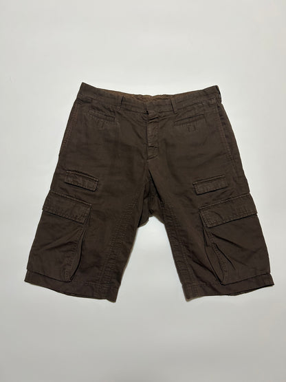 NEIL BARRETT 2000s Cotton Linen Cargo Shorts Brown Size 48