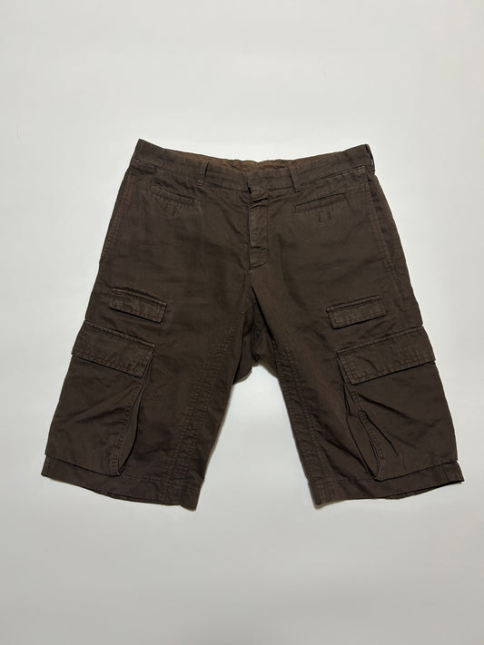 NEIL BARRETT 2000s Cotton Linen Cargo Shorts Brown Size 48