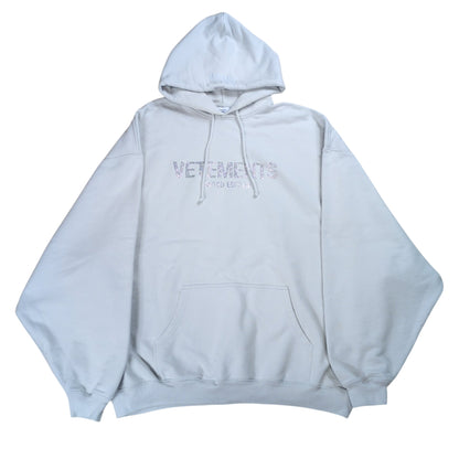 VETEMENTS 23AW Crystals Logo Oversized Hoodie Gray Size S