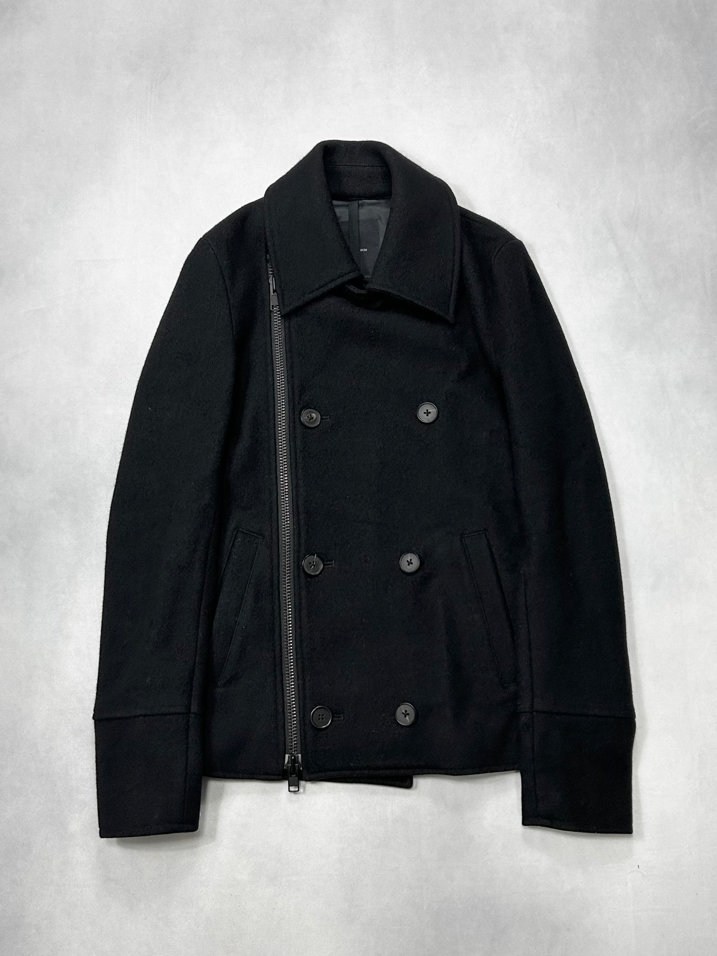RIPVANWINKLE (FW15) Black Zip Pea Coat Size 3