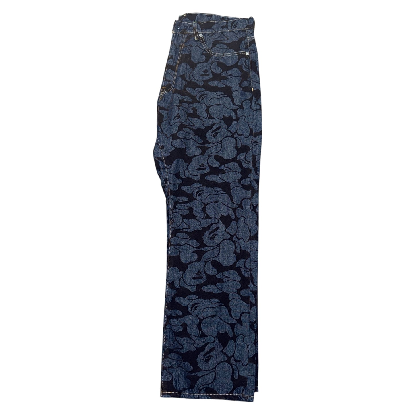 Bape "Monkey camouflage" all-over pattern Denim Pants Size L