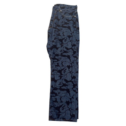 Bape "Monkey camouflage" all-over pattern Denim Pants Size L