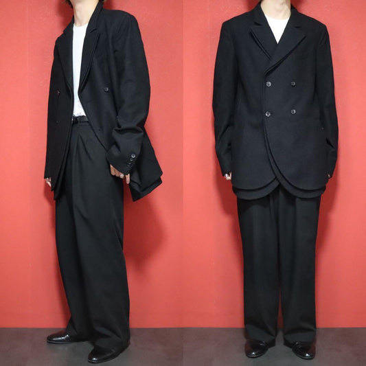 DOLCE&GABBANA Black Layered Double Wool Coat Size 48