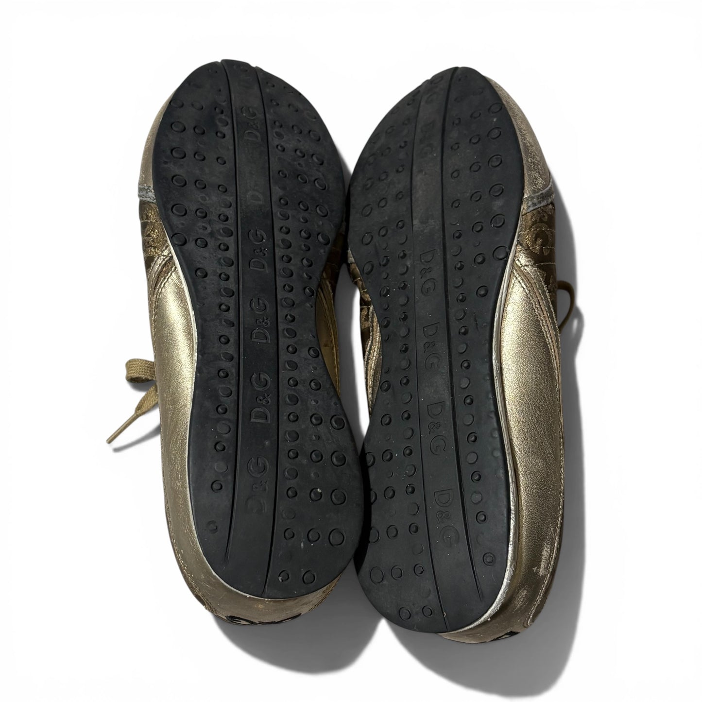 Vintage 00s Dolce&Gabbana SWAN Gold Sneakers