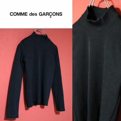 COMME des GARCONS 80s Black Rib Knit Mock Long Top Size FREE