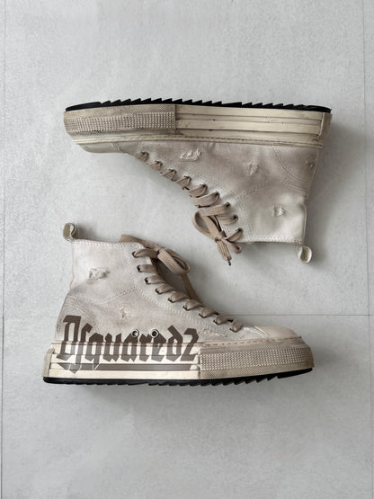 Dsquared2 Beige Distressed Sneakers Size EU 42
