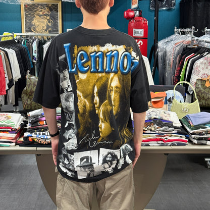 JOHN LENNON 90s Blue Vintage AOP T-Shirt Size XL