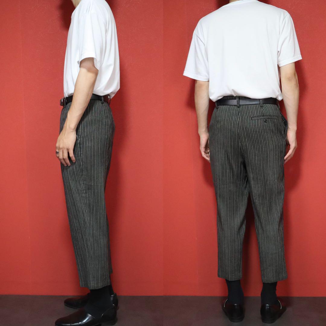 Yohji Yamamoto Stripe 3D Design Cropped Slacks Size FREE