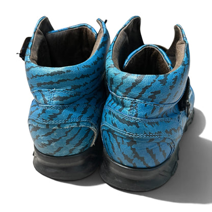 LANVIN Blue Zebra Print Mid Zip Sneaker Size 8