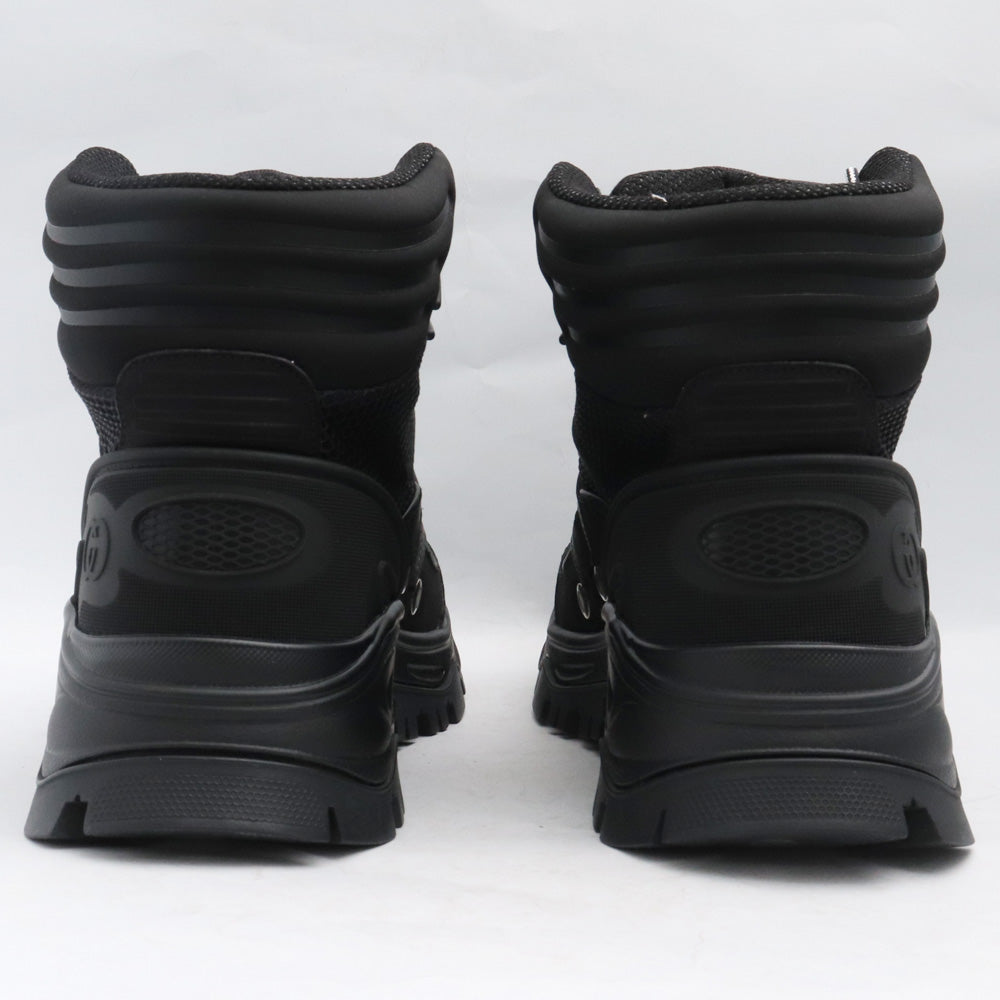 GUCCI Mesh Panelled Lace-up Boots Black Size 8 1/2