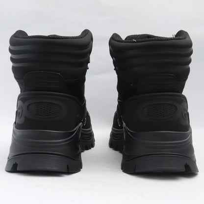 GUCCI Mesh Panelled Lace-up Boots Black Size 8 1/2