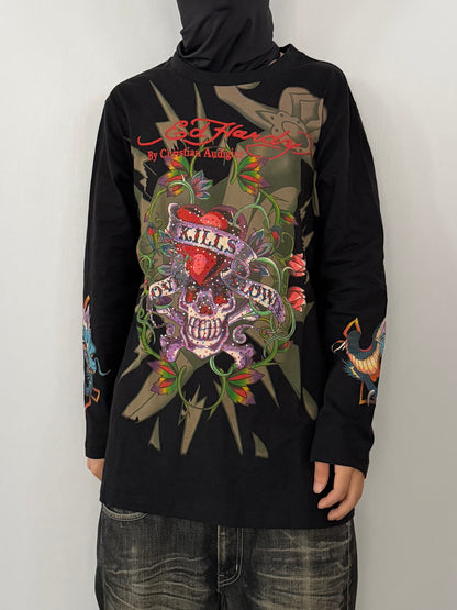 Ed Hardy Skull Long Sleeve Tee Black Size XL